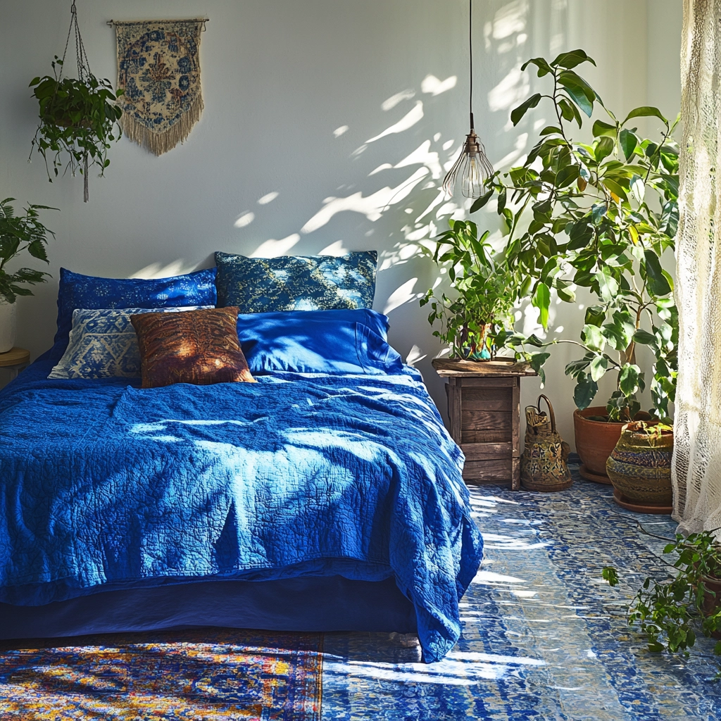 blue farmhouse bedroom ideas 45