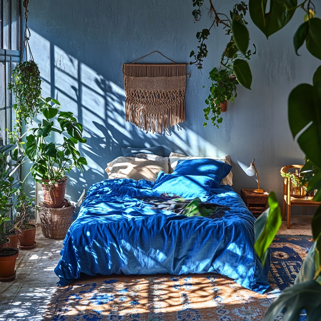 blue farmhouse bedroom ideas 47