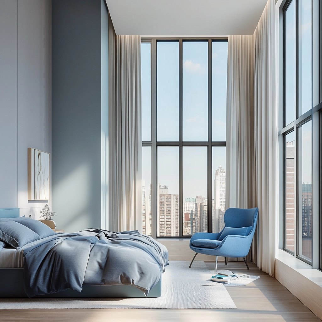 blue farmhouse bedroom ideas 49