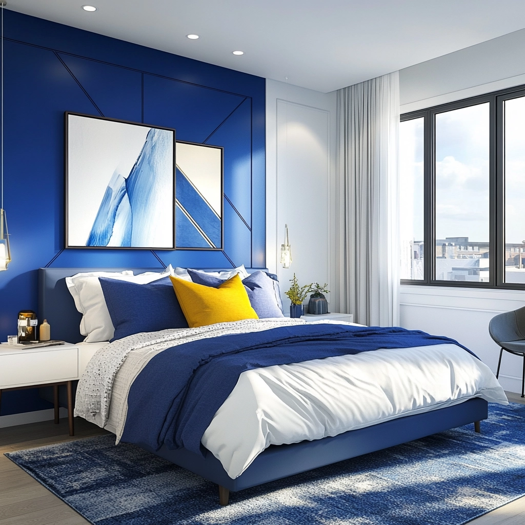 blue farmhouse bedroom ideas 54