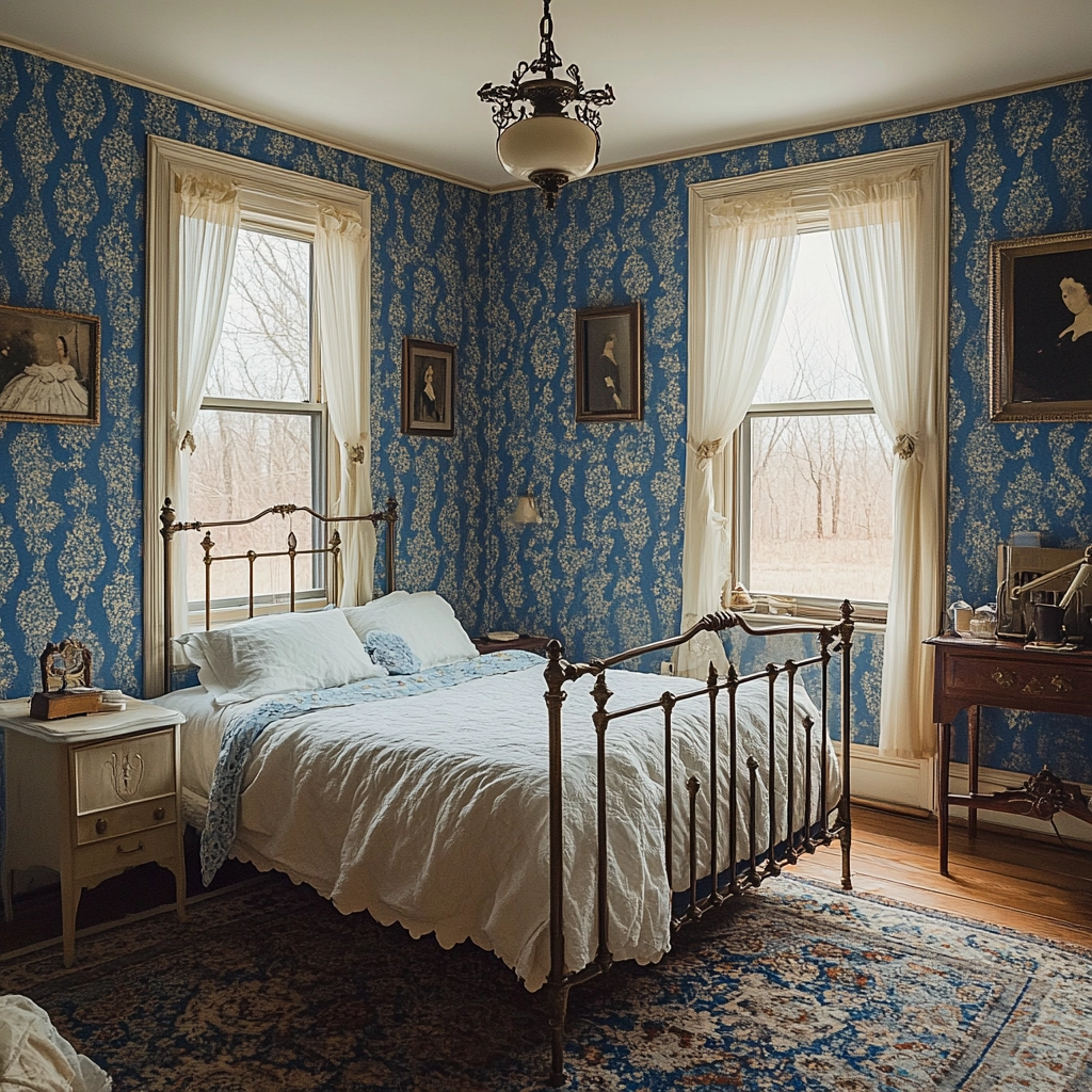 blue farmhouse bedroom ideas 58