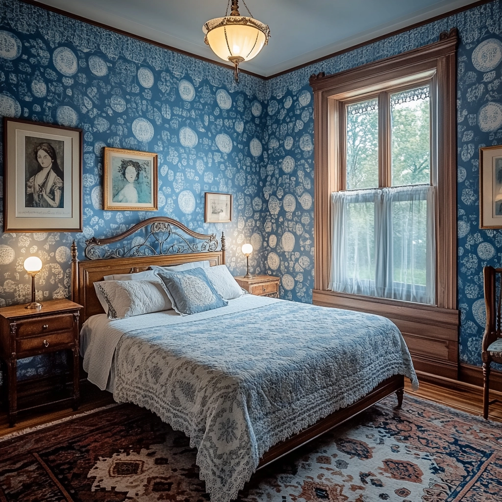 blue farmhouse bedroom ideas 59