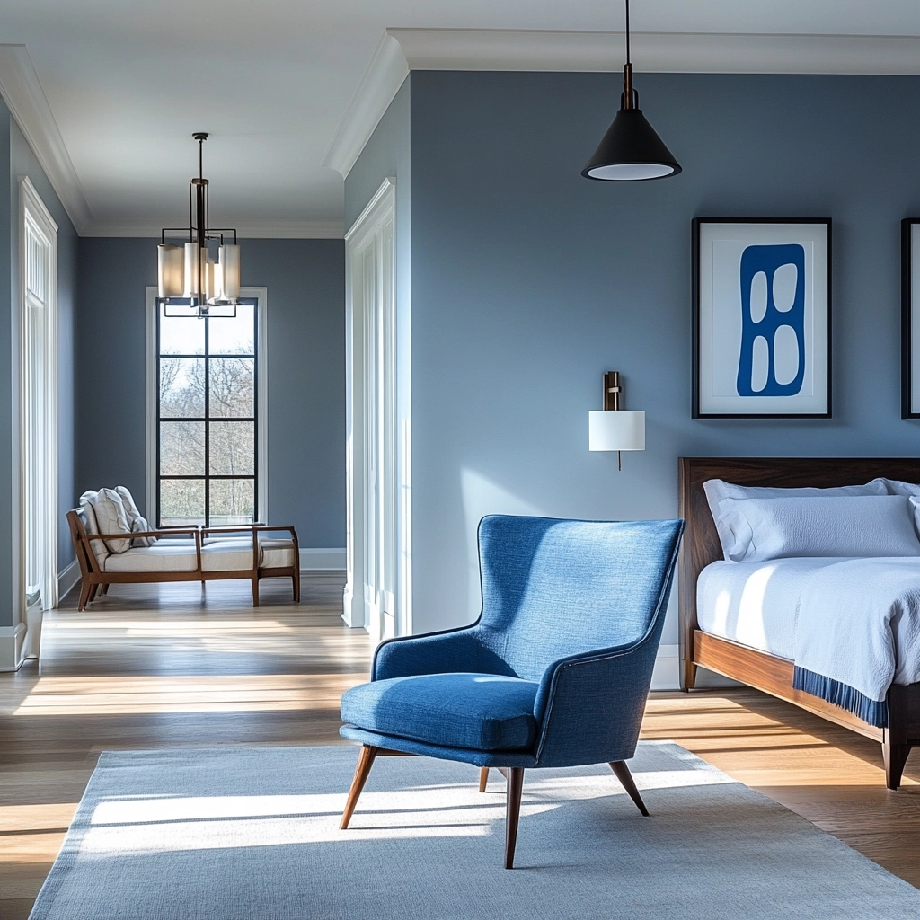 blue farmhouse bedroom ideas 61