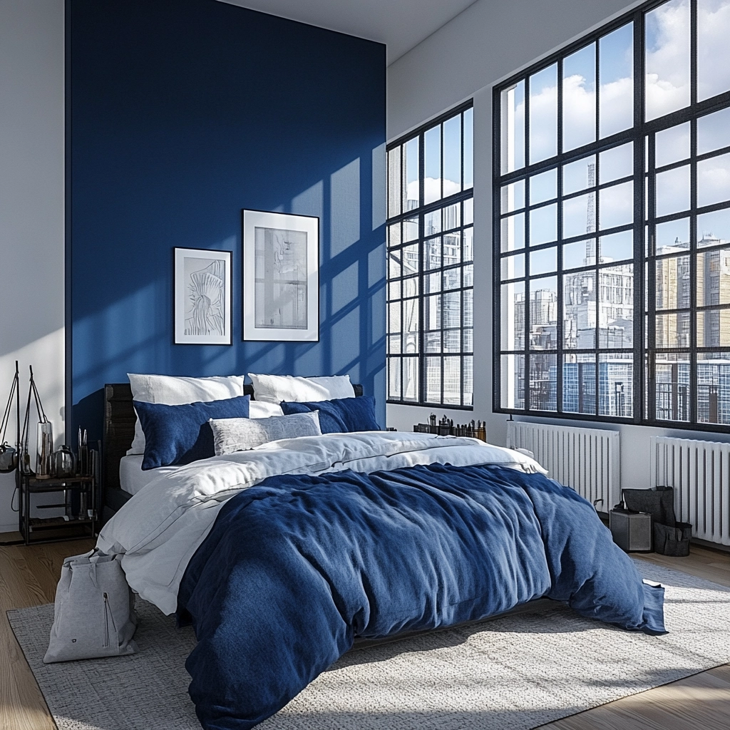 blue farmhouse bedroom ideas 65