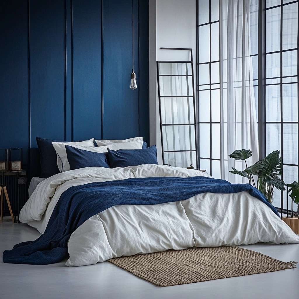blue farmhouse bedroom ideas 68