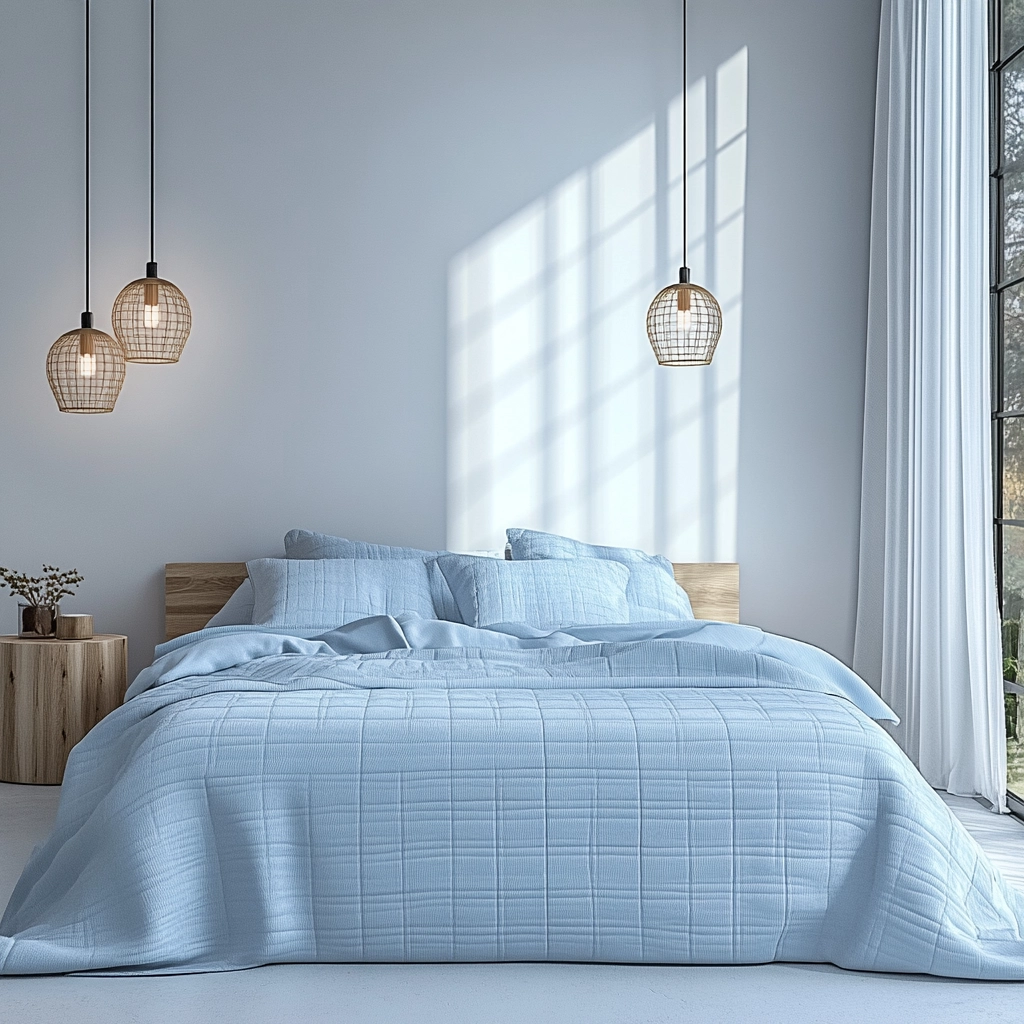 blue farmhouse bedroom ideas 69