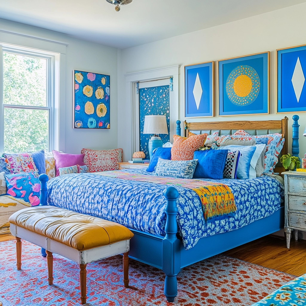 blue farmhouse bedroom ideas 78