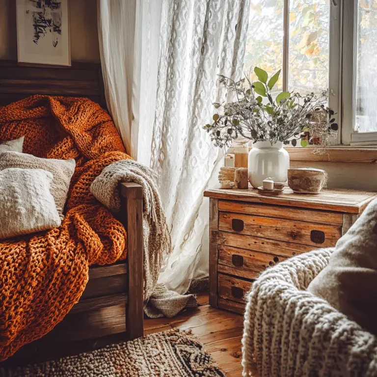 burnt orange farmhouse bedroom 1
