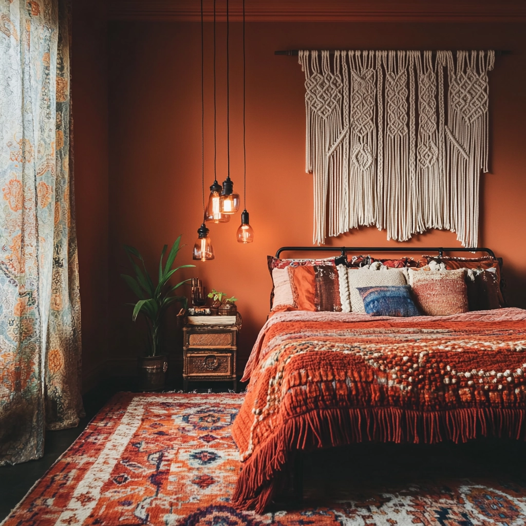 burnt orange farmhouse bedroom 10