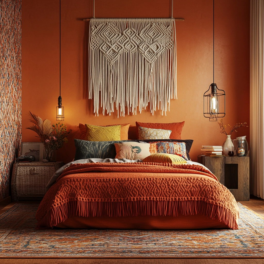 burnt orange farmhouse bedroom 11