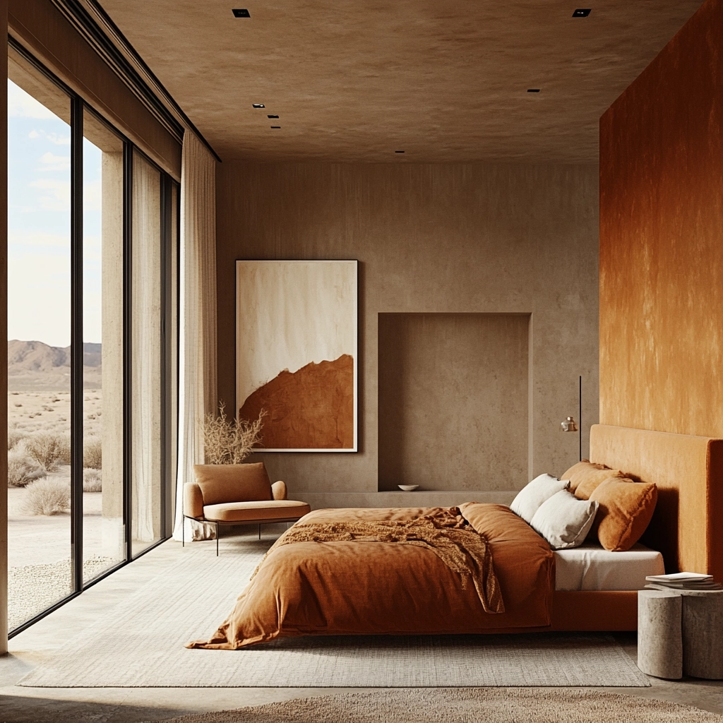 burnt orange farmhouse bedroom 13