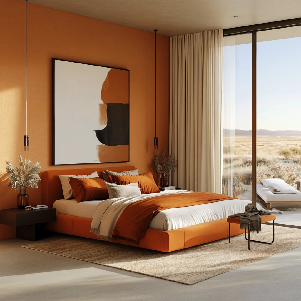 burnt orange farmhouse bedroom 14