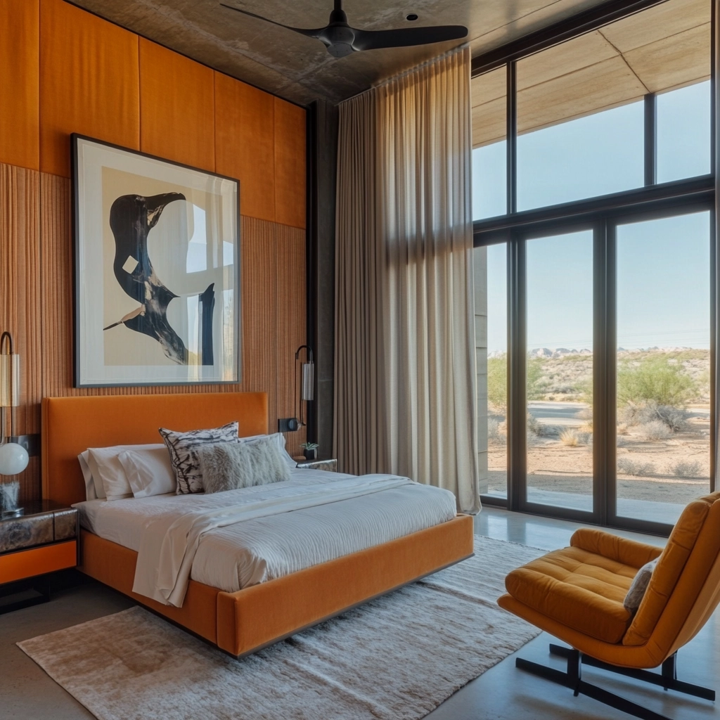 burnt orange farmhouse bedroom 15