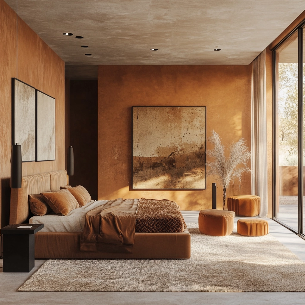 burnt orange farmhouse bedroom 16