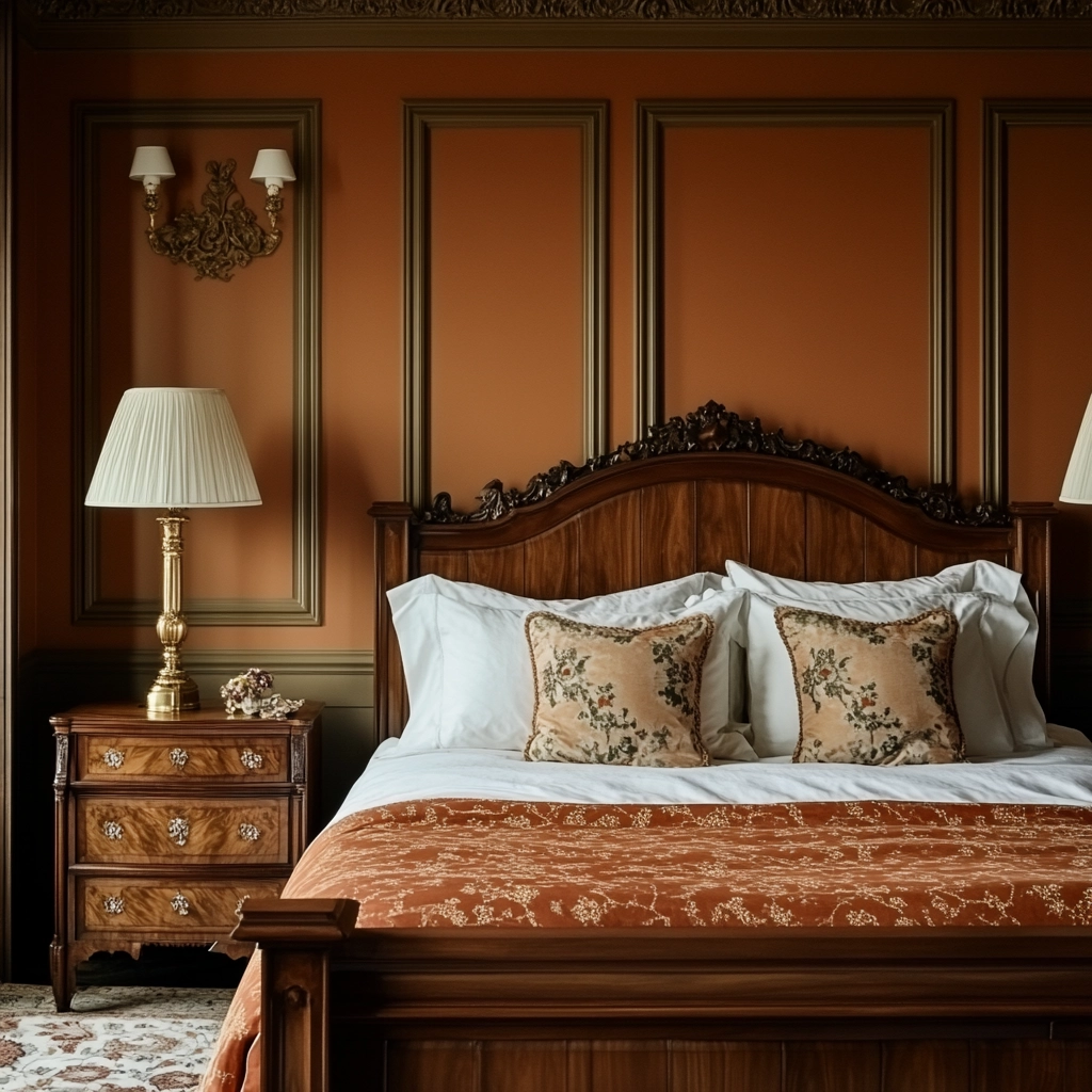 burnt orange farmhouse bedroom 17