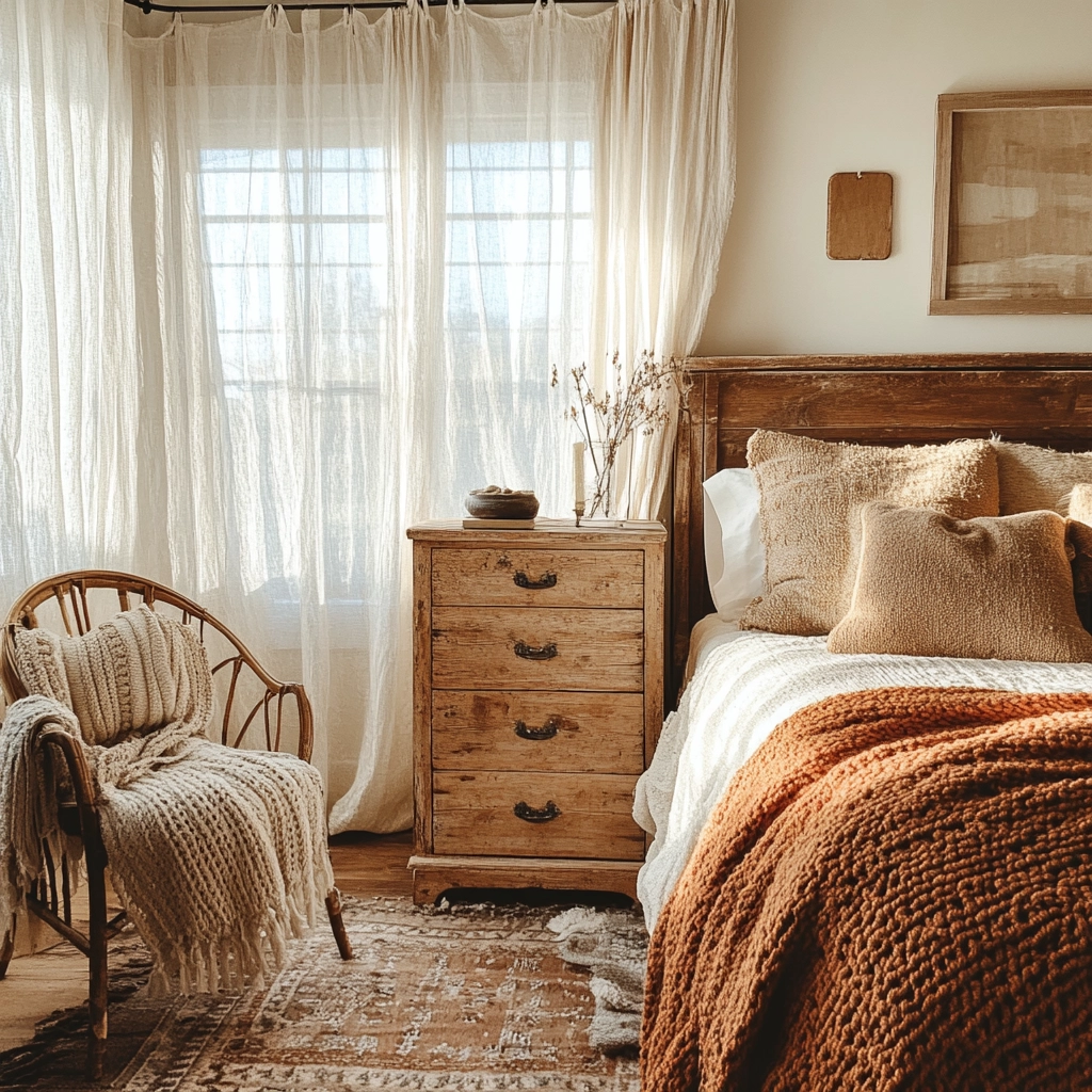 burnt orange farmhouse bedroom 2