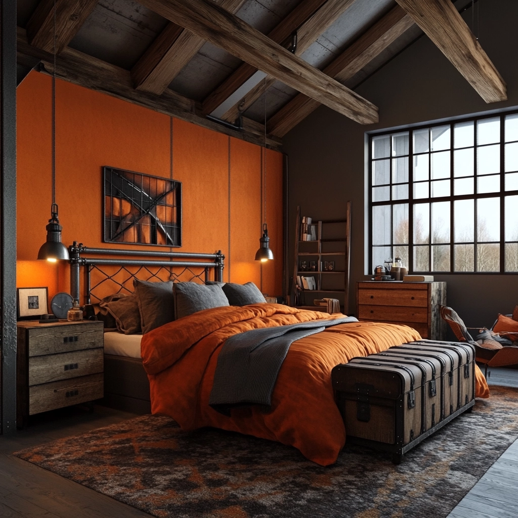 burnt orange farmhouse bedroom 21