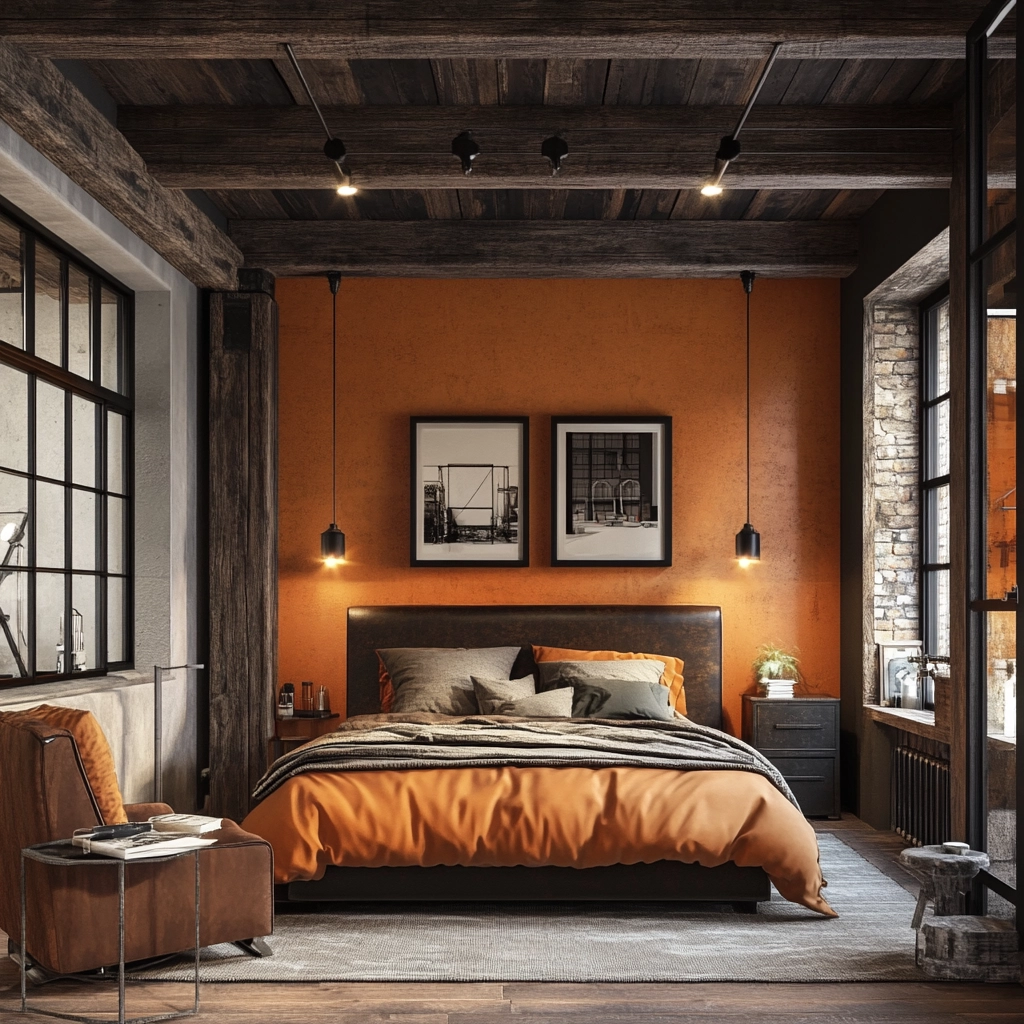 burnt orange farmhouse bedroom 22