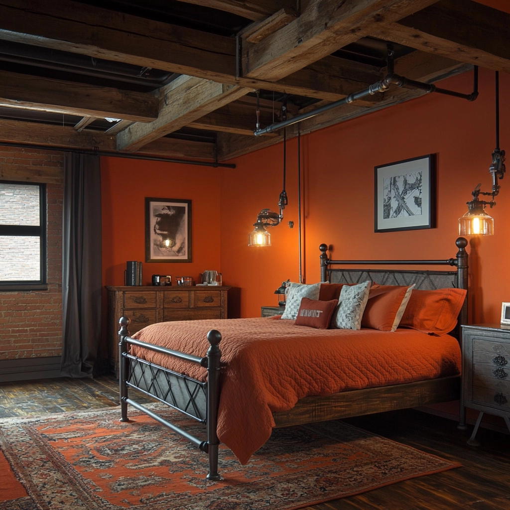 burnt orange farmhouse bedroom 24