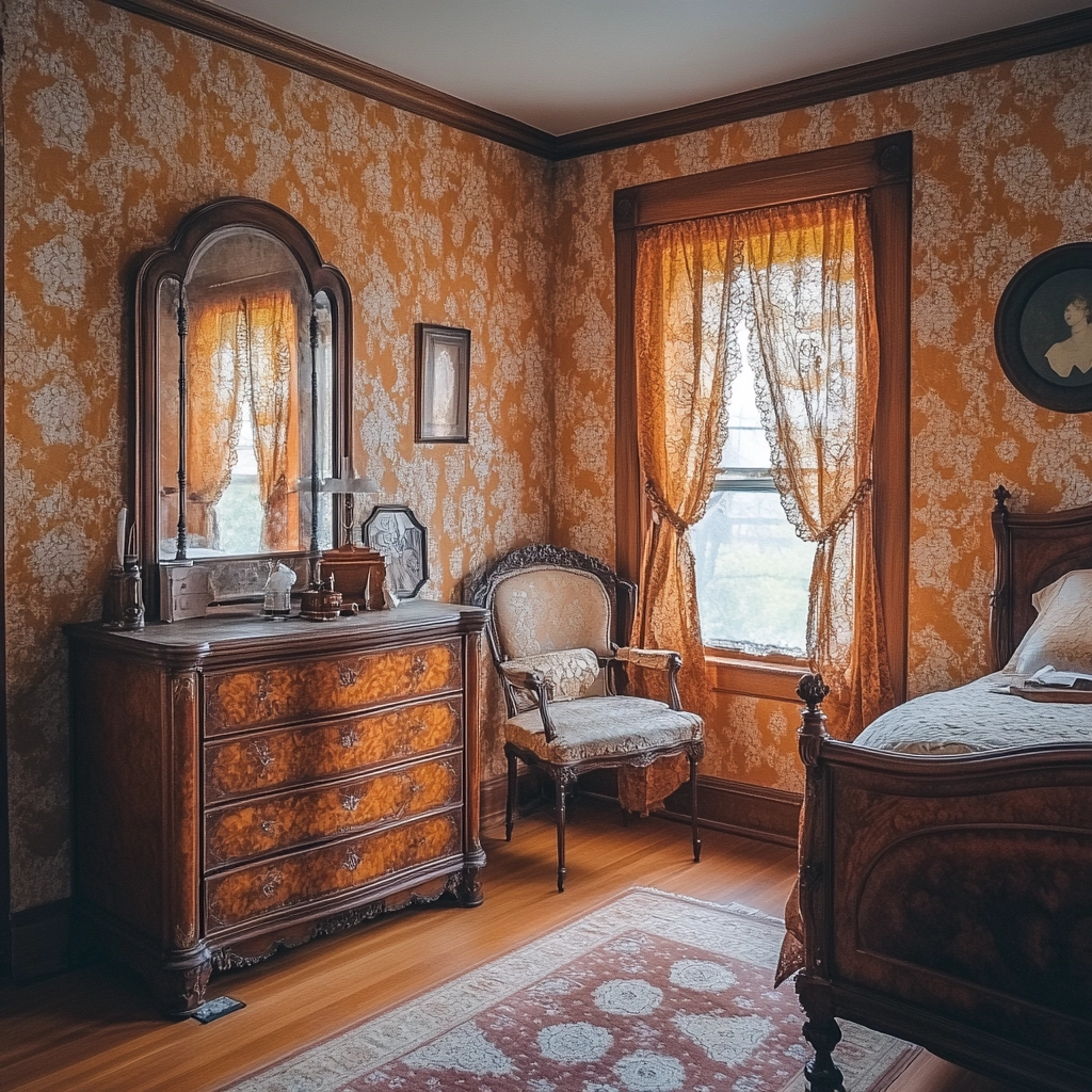 burnt orange farmhouse bedroom 28