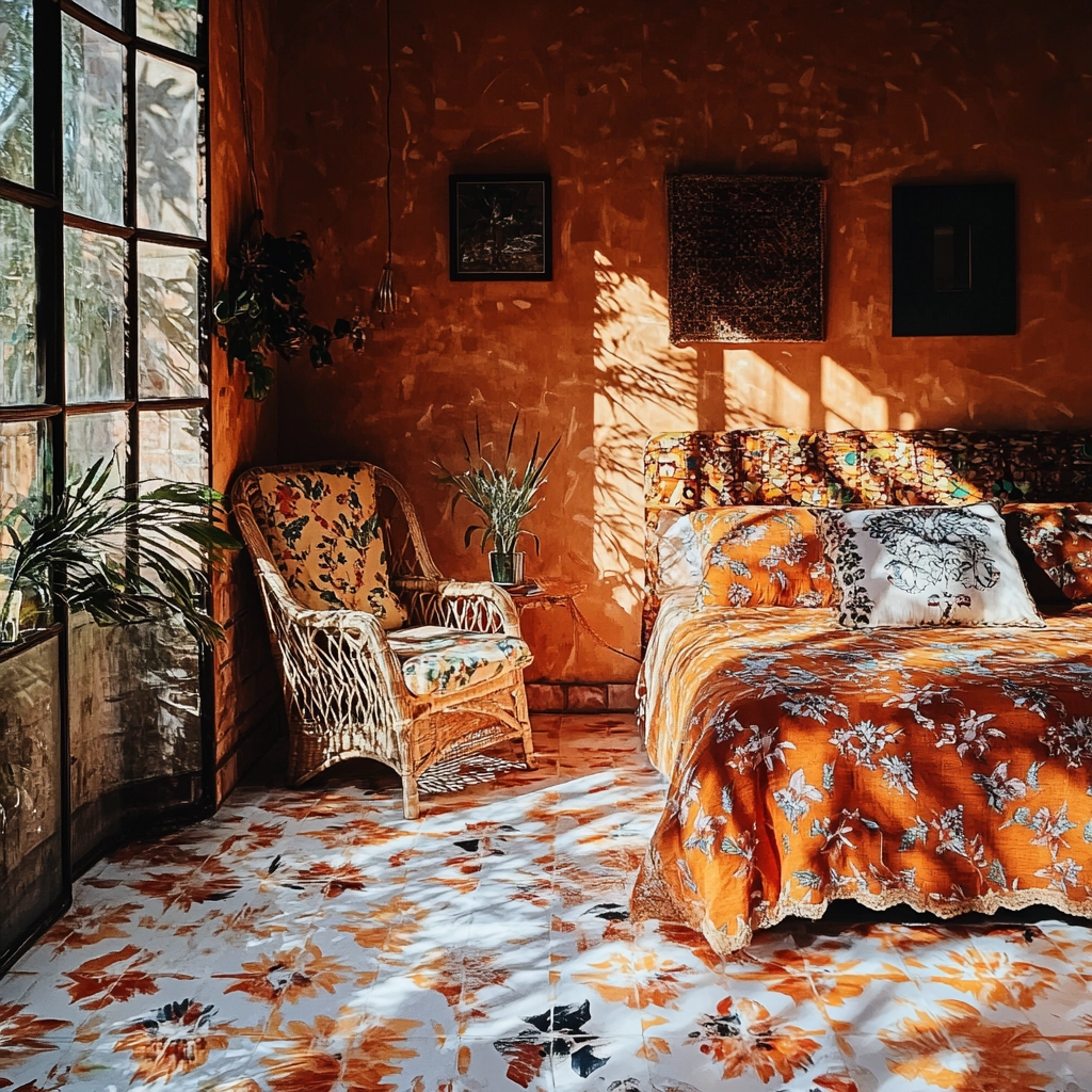 burnt orange farmhouse bedroom 29