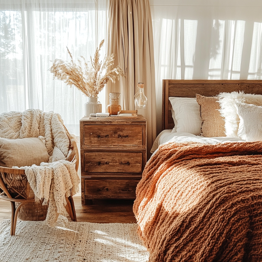 burnt orange farmhouse bedroom 3