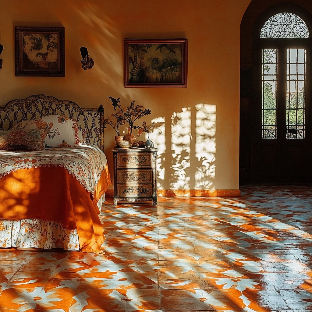 burnt orange farmhouse bedroom 31