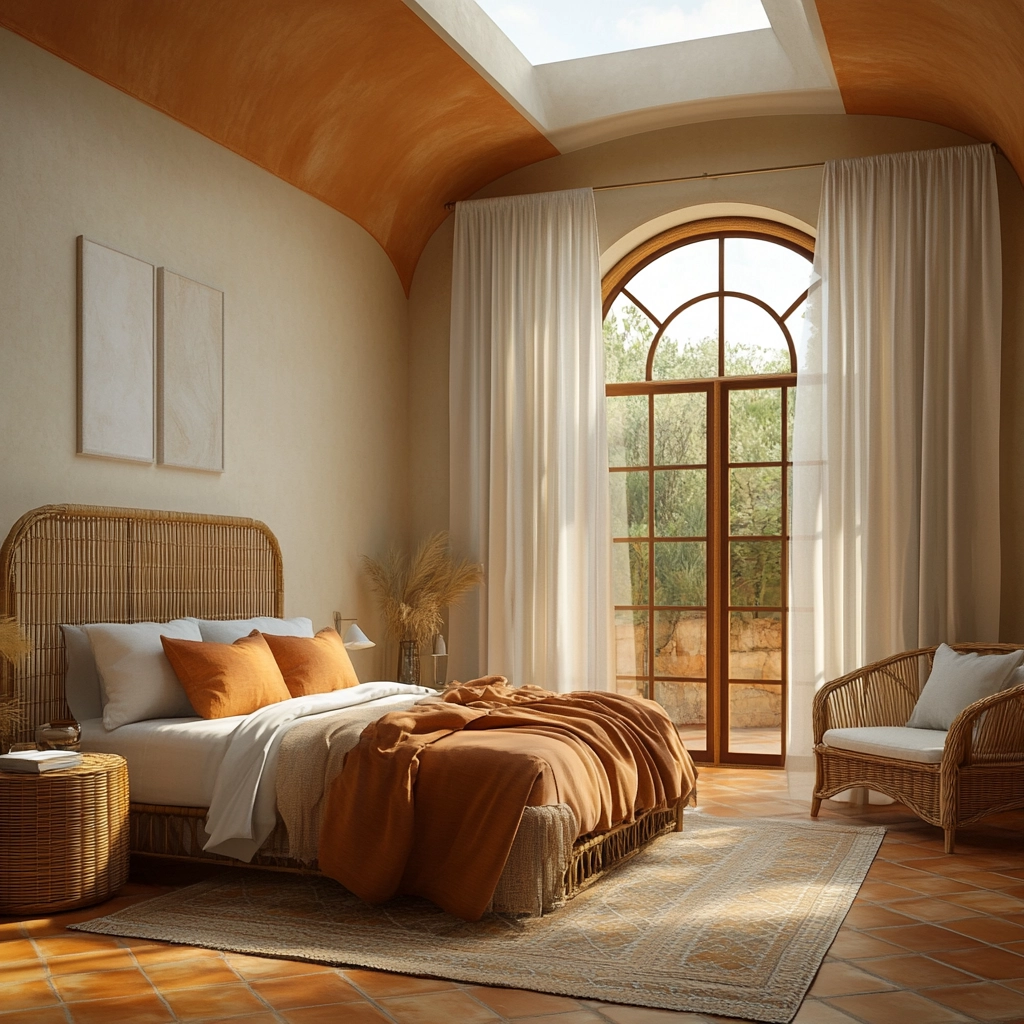 burnt orange farmhouse bedroom 34