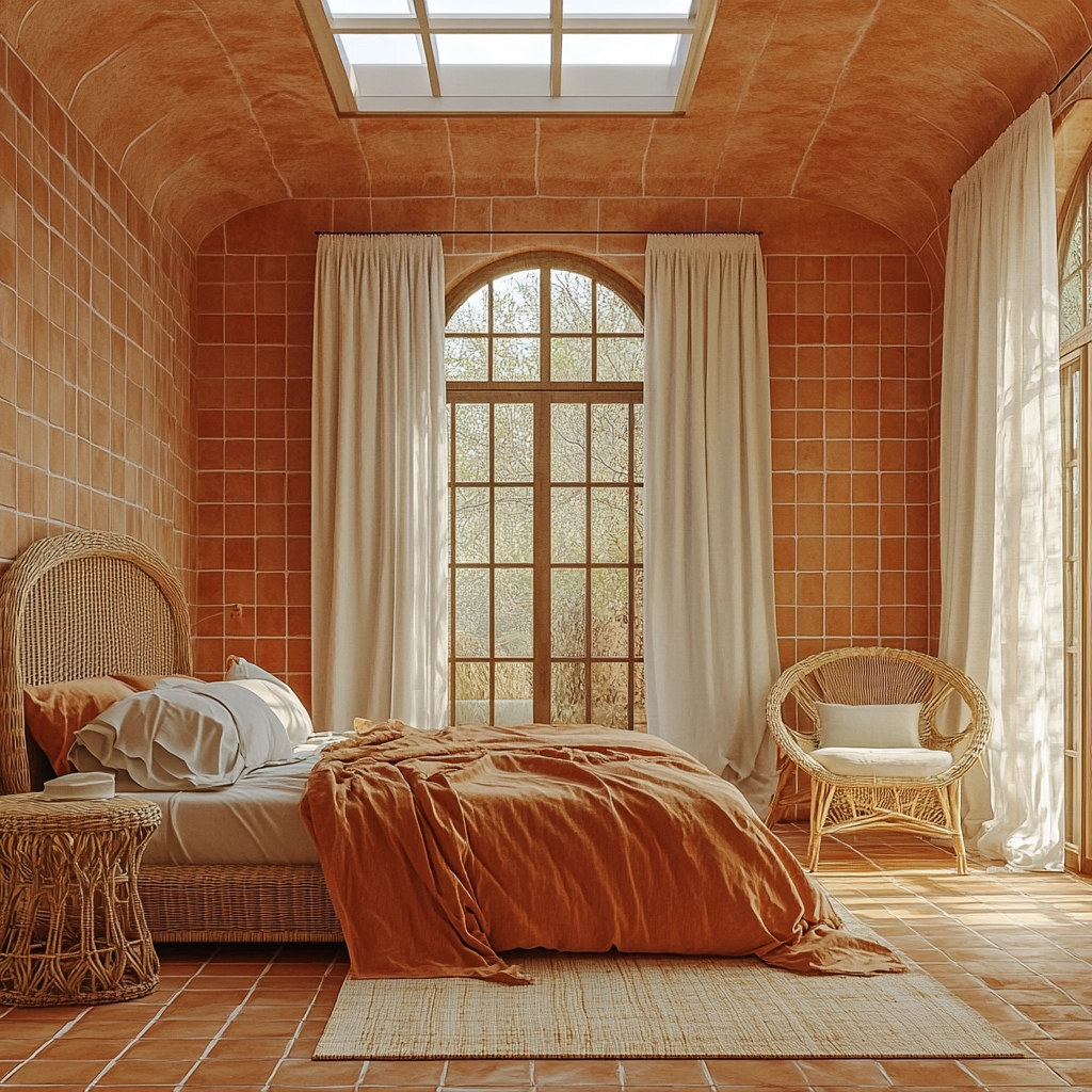 burnt orange farmhouse bedroom 35