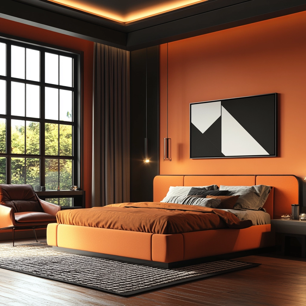 burnt orange farmhouse bedroom 39