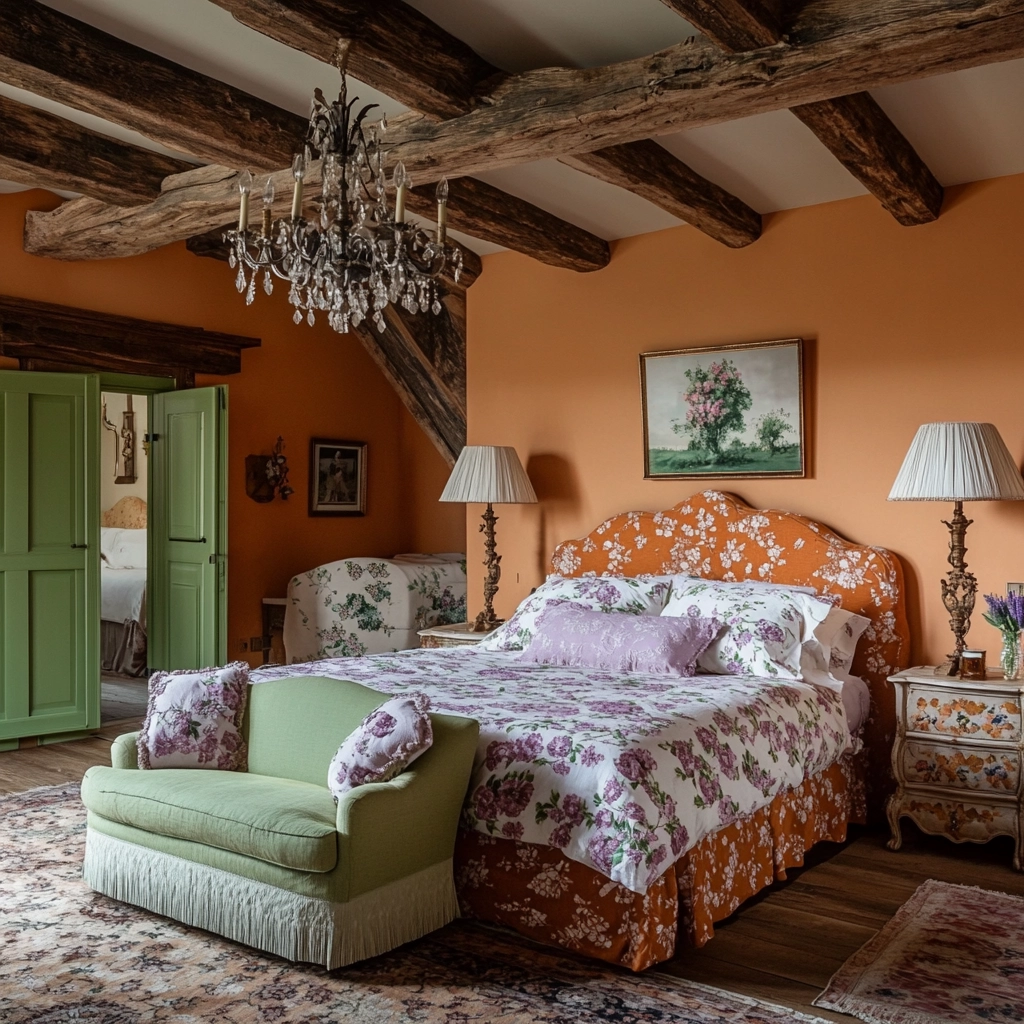burnt orange farmhouse bedroom 41