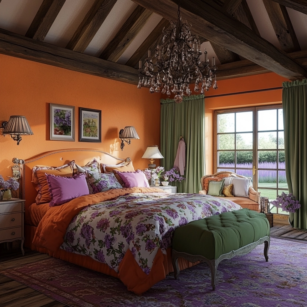 burnt orange farmhouse bedroom 42