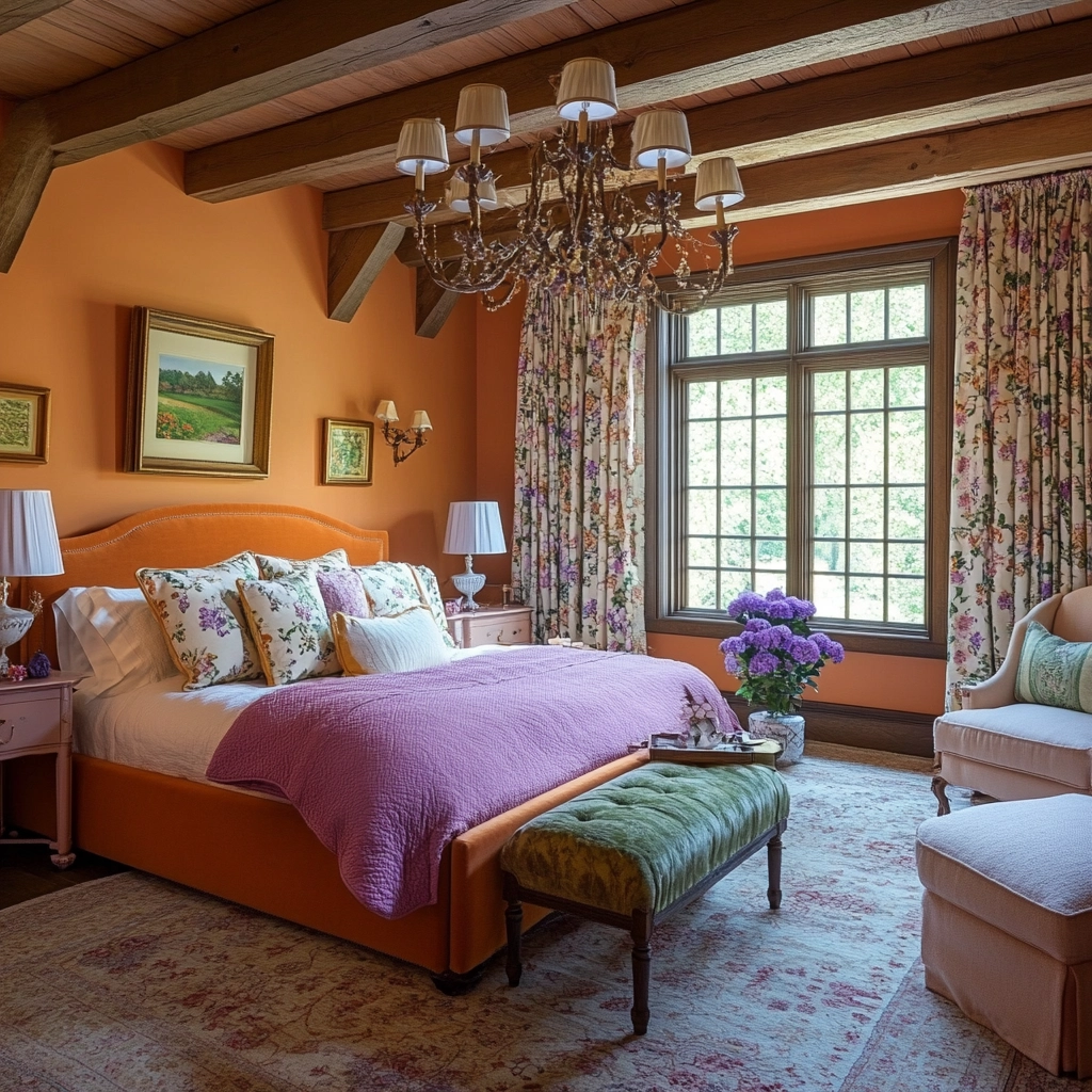 burnt orange farmhouse bedroom 43