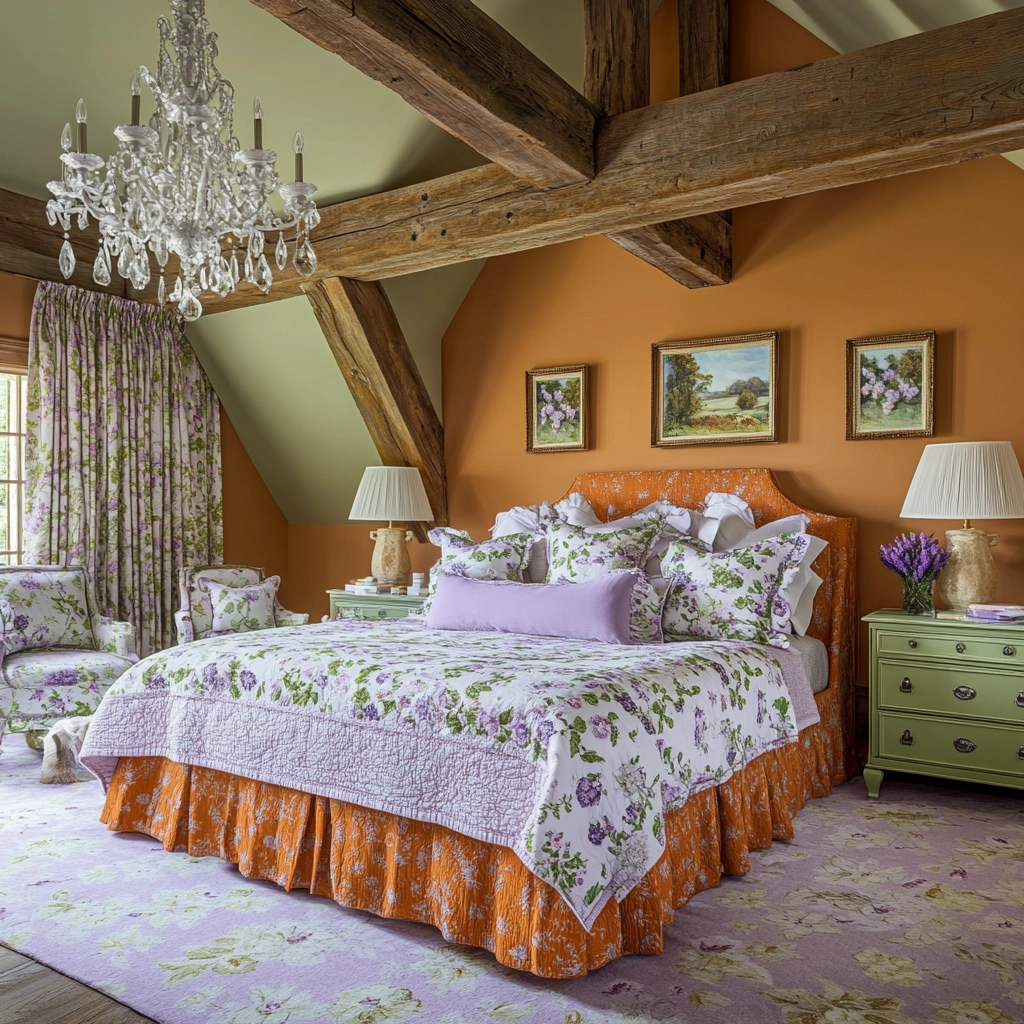 burnt orange farmhouse bedroom 44