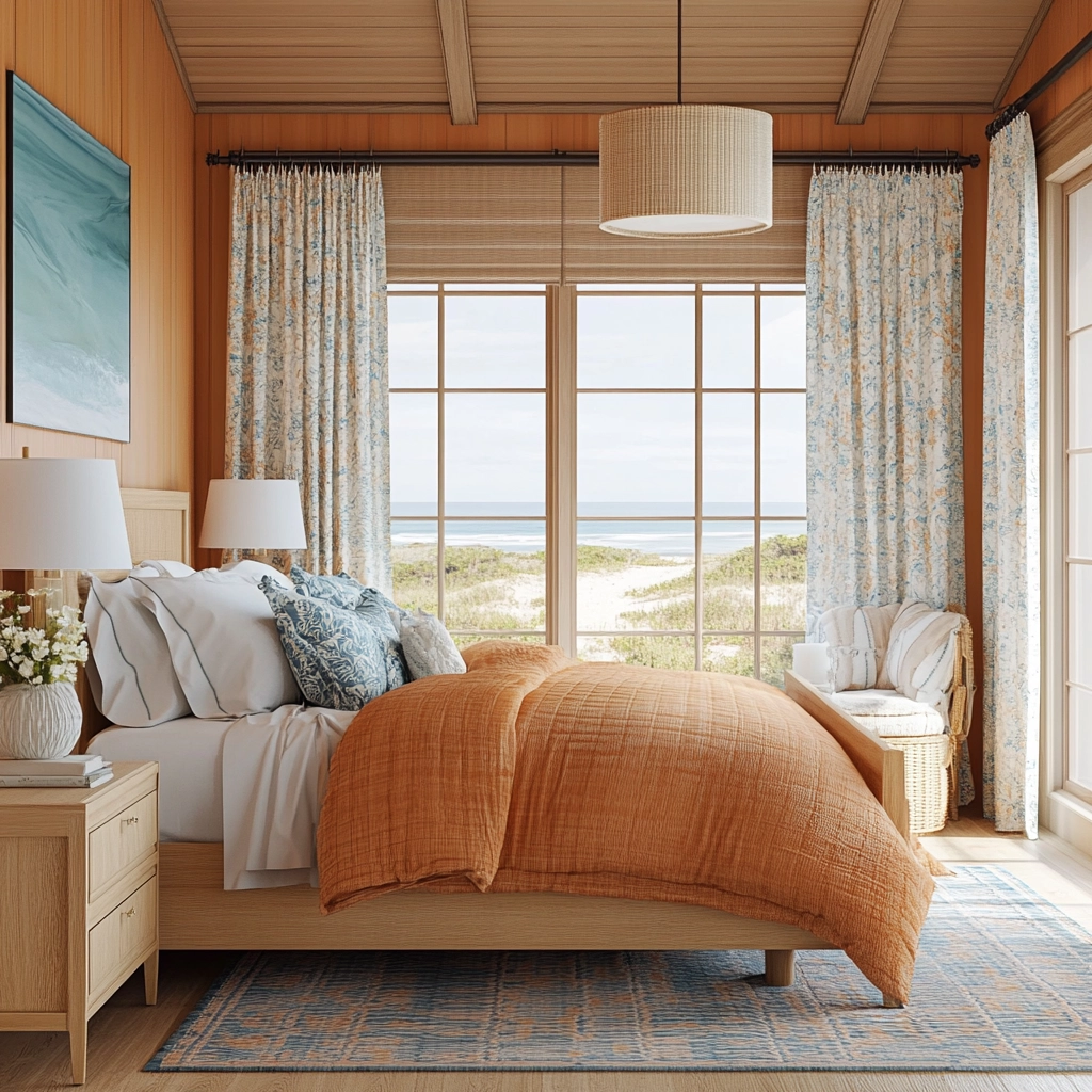 burnt orange farmhouse bedroom 45