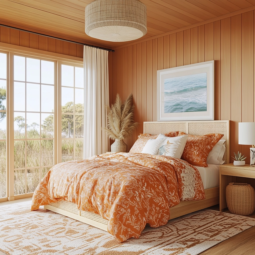 burnt orange farmhouse bedroom 48