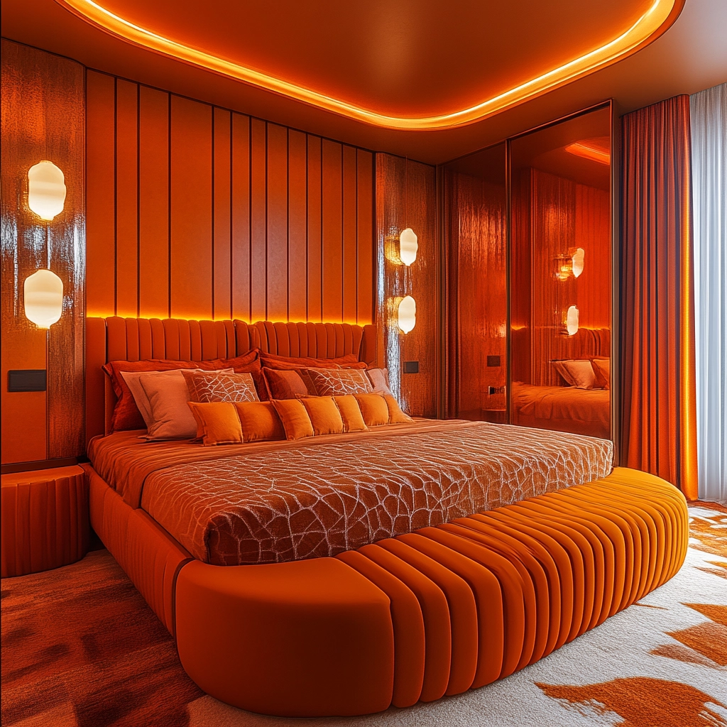 burnt orange farmhouse bedroom 49