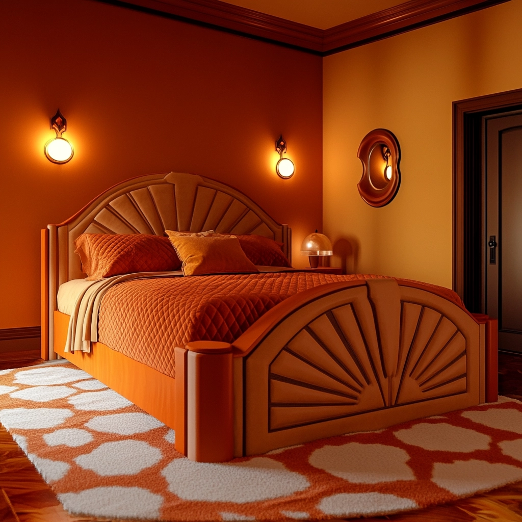burnt orange farmhouse bedroom 50