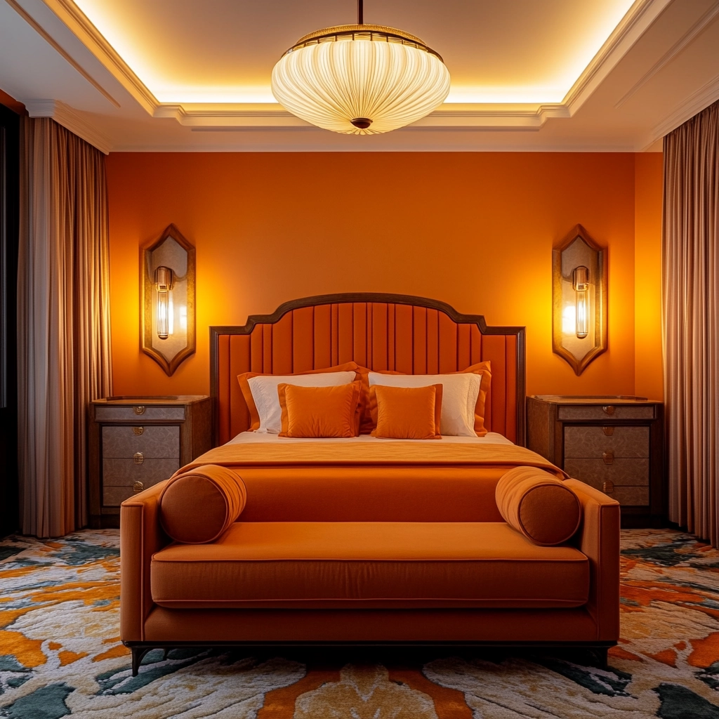 burnt orange farmhouse bedroom 51