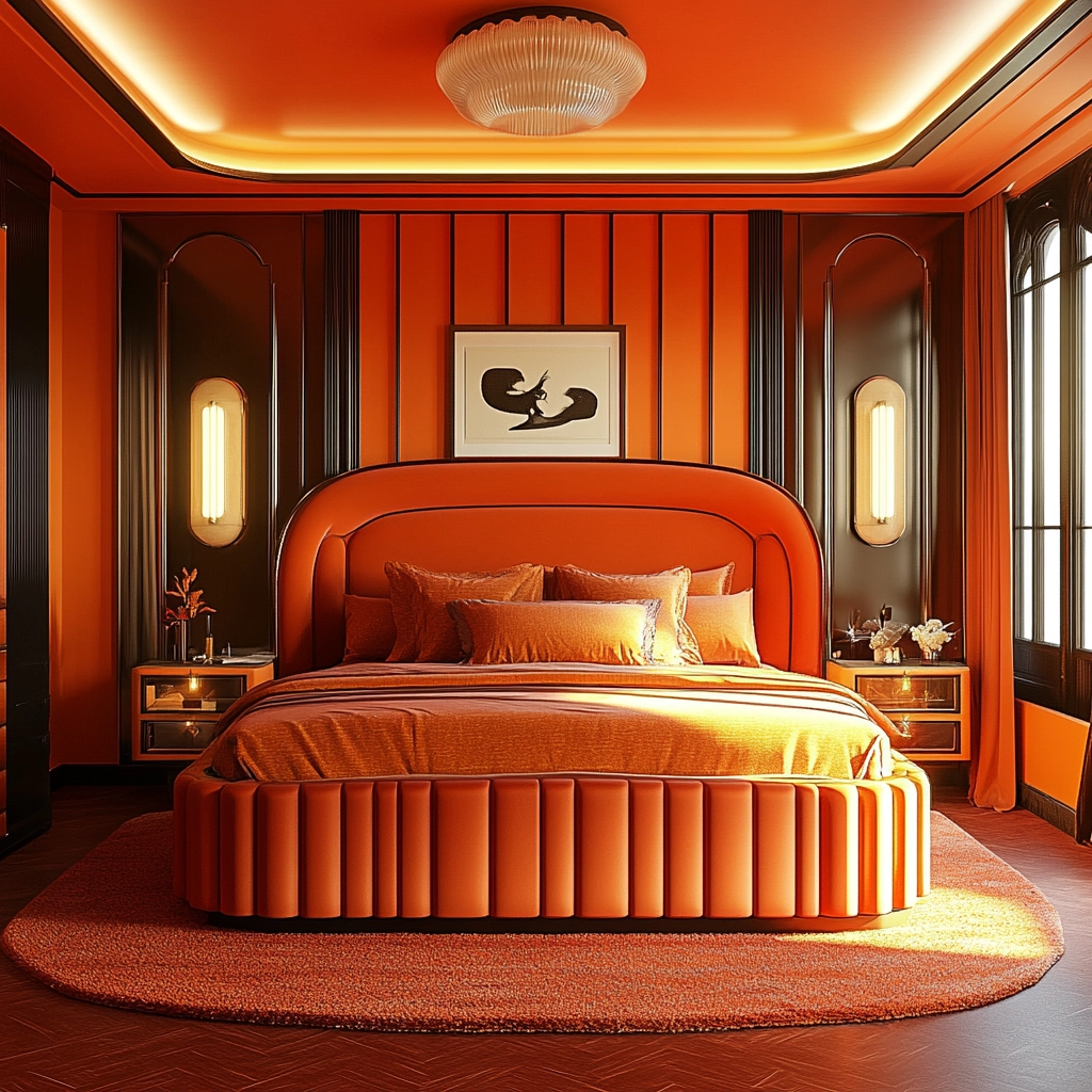 burnt orange farmhouse bedroom 52