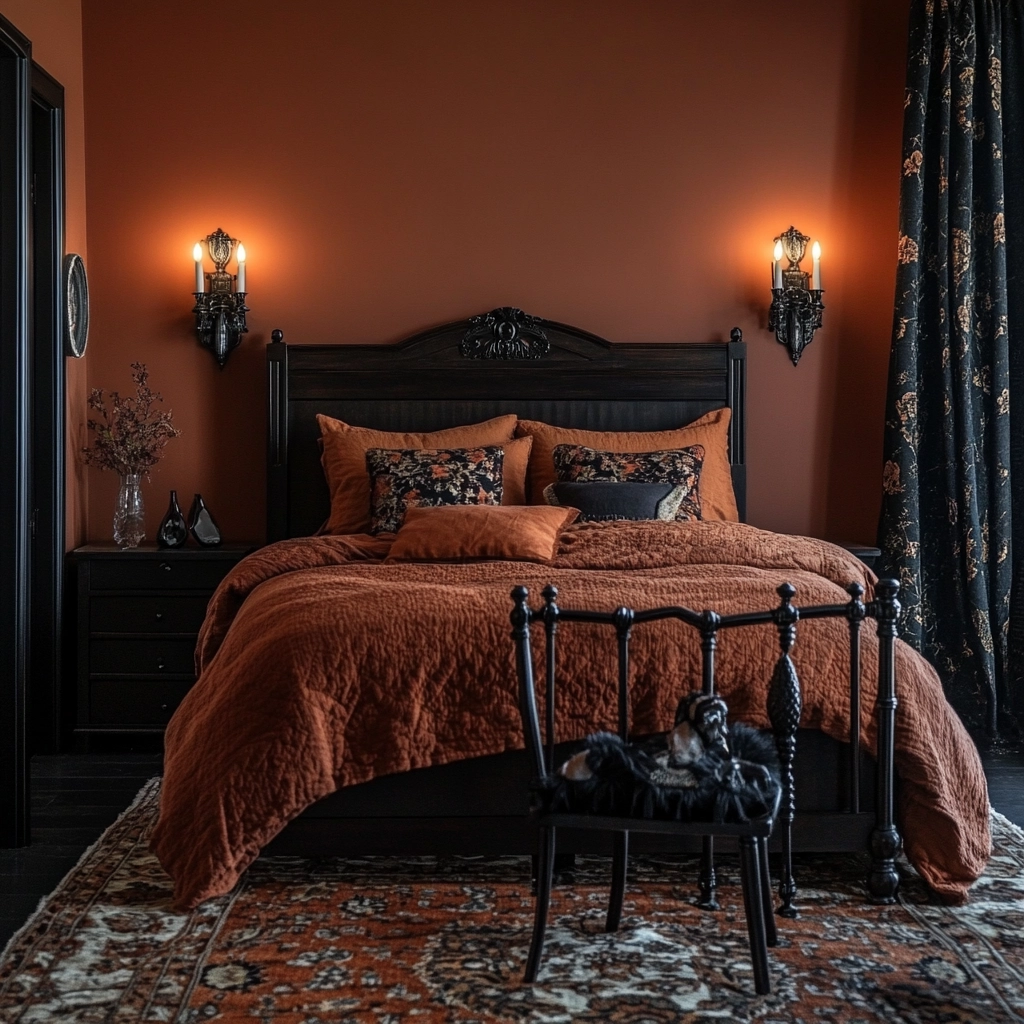 burnt orange farmhouse bedroom 60