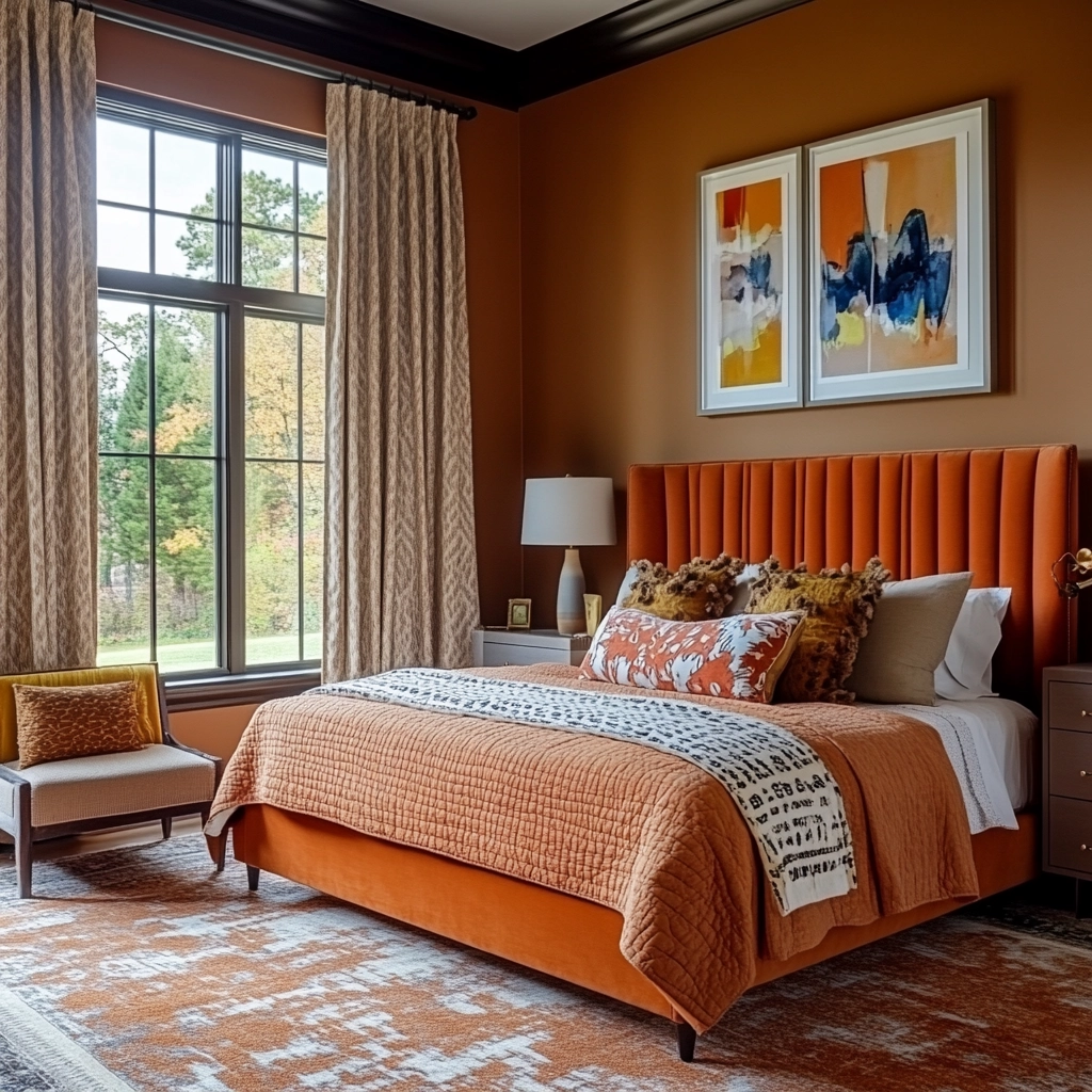 burnt orange farmhouse bedroom 62