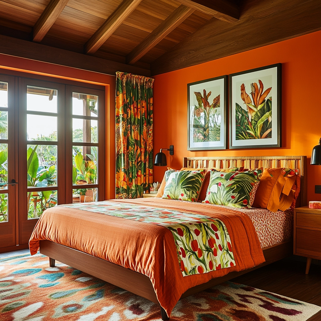 burnt orange farmhouse bedroom 69