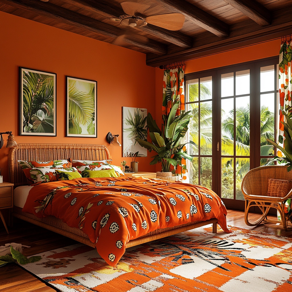 burnt orange farmhouse bedroom 70