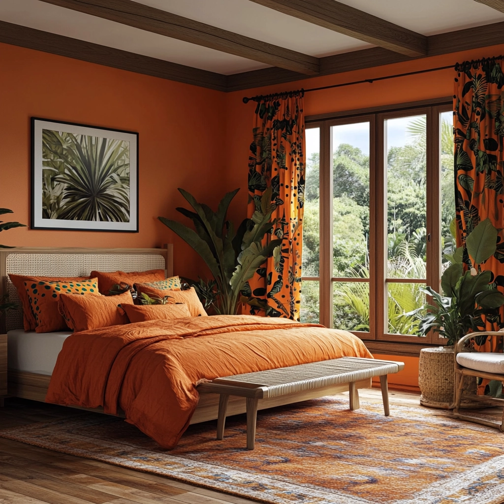 burnt orange farmhouse bedroom 71