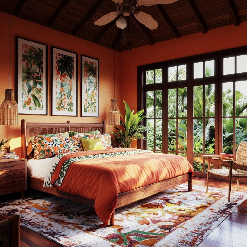 burnt orange farmhouse bedroom 72
