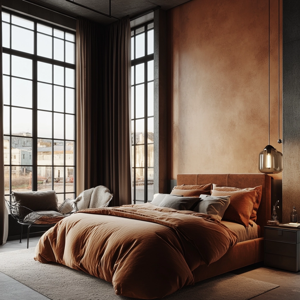 burnt orange farmhouse bedroom 73