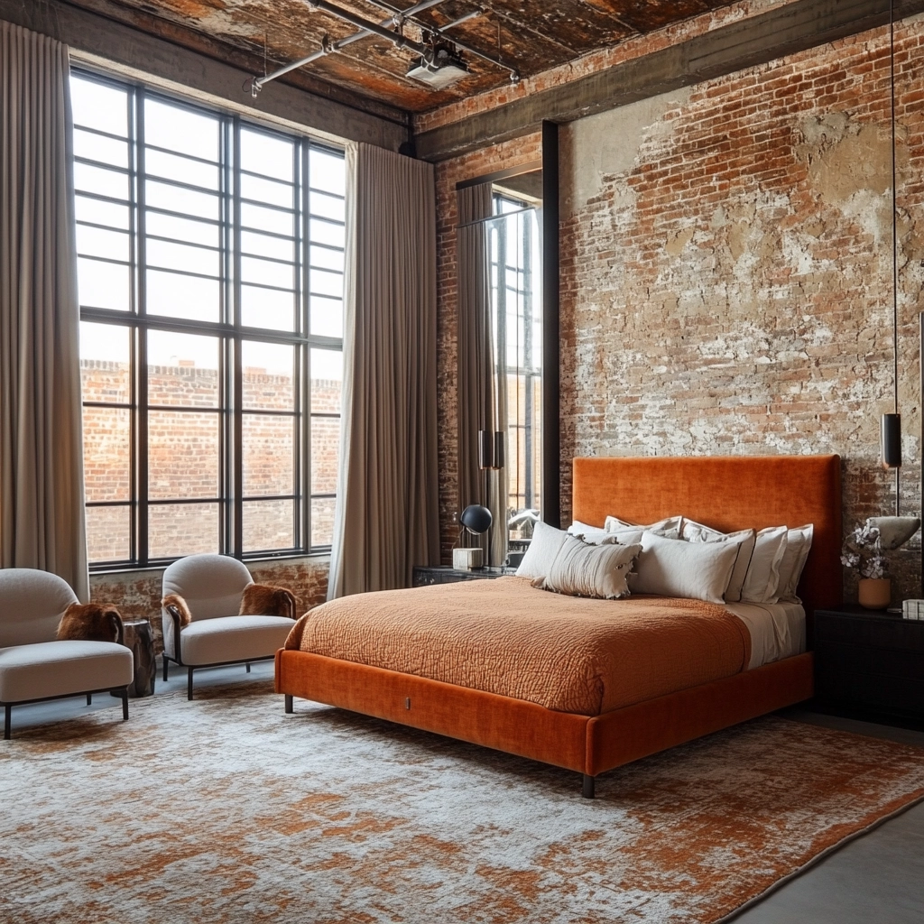 burnt orange farmhouse bedroom 76