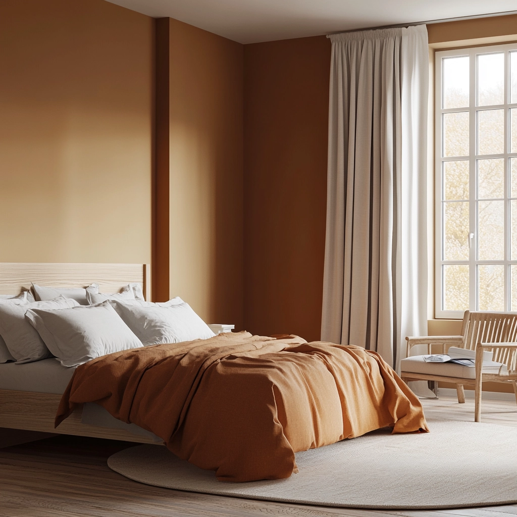 burnt orange farmhouse bedroom 77