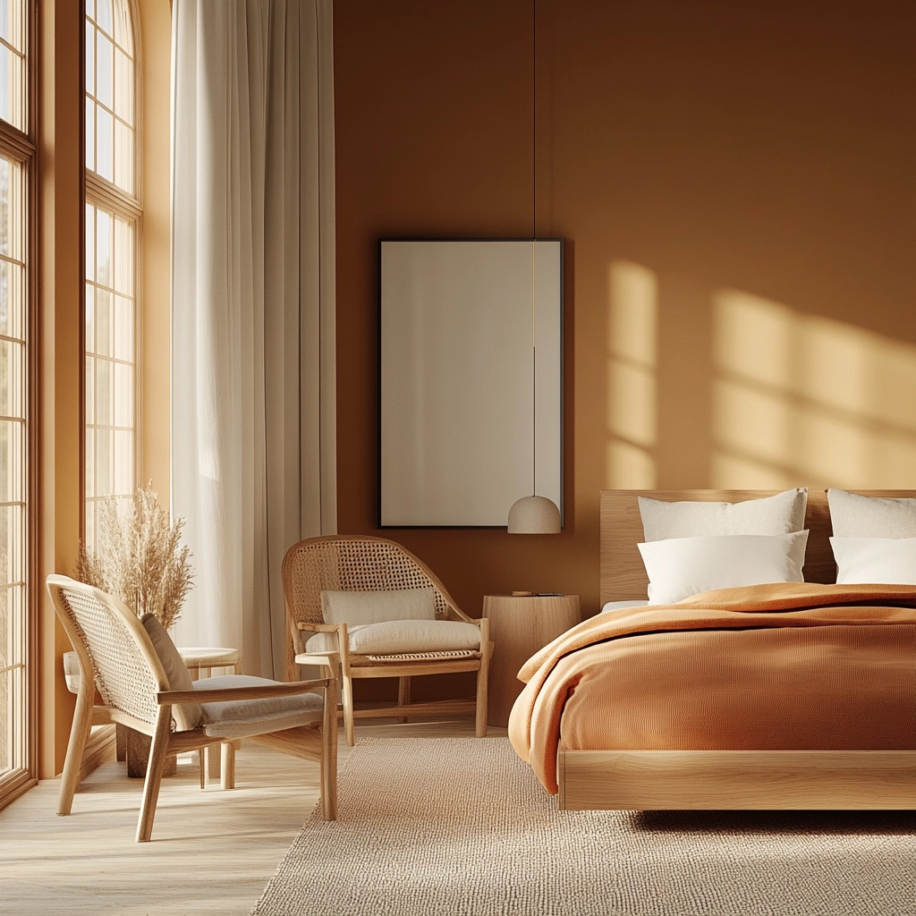 burnt orange farmhouse bedroom 78